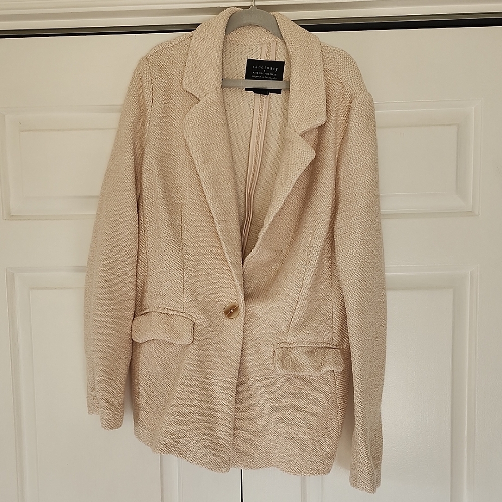 Anthropologie Cream Textured Blazer